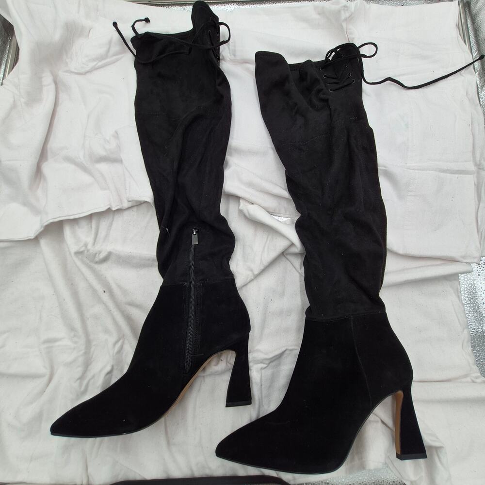 NEW Vince Camuto Taplana over-the-knee boots black suede Leather size 9.5M - Picture 2 of 6